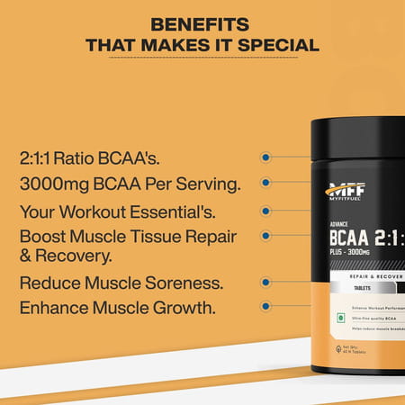 Myfitfuel Advance Bcaa (2:1:1) Plus (3000 Mg) Amino Acid | 60 Tablets