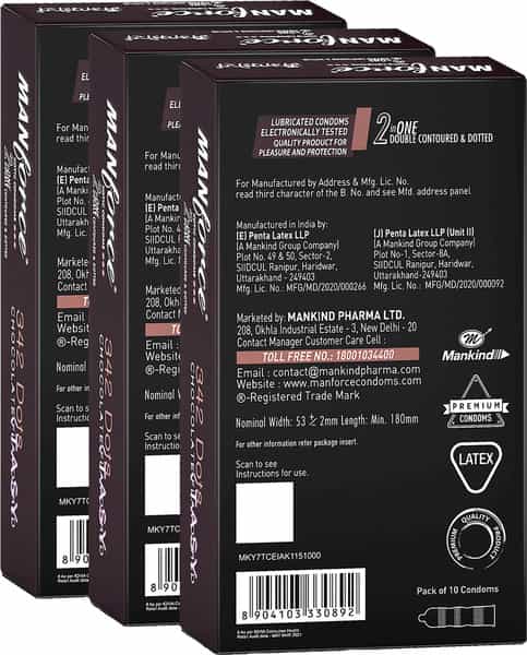 Manforce Xotic Chocolate Flavoured Condom- 10 Pieces (Pack Of 3)
