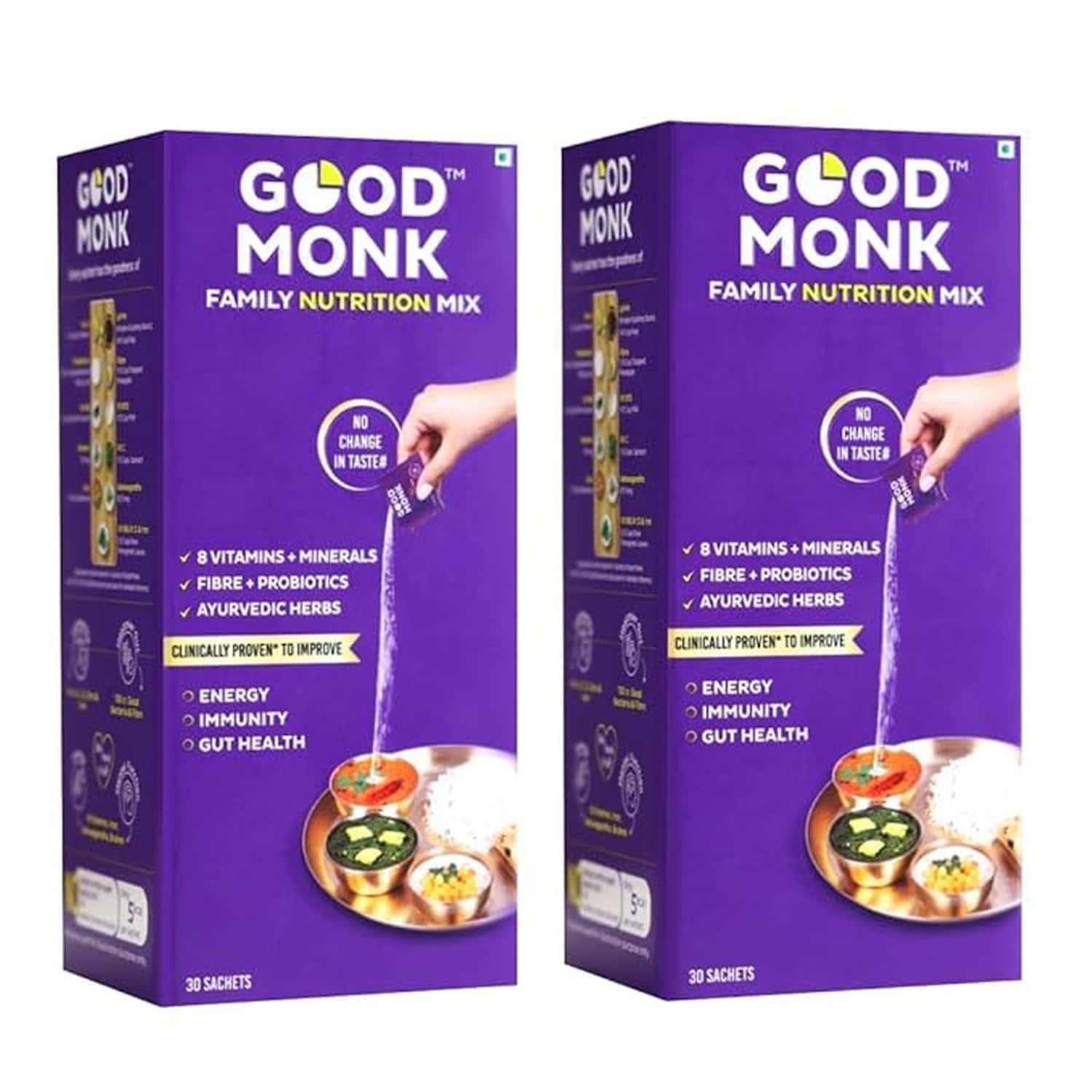 Good Monk Family Nutrition Mix | To Improve Energy | Immunity & Gut Health | 60 Sachets