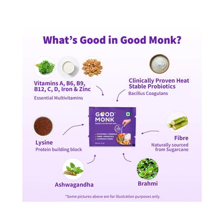 Good Monk Family Nutrition Mix | Multivitamin & Probiotic | Clinically Proven | 60 Sachets
