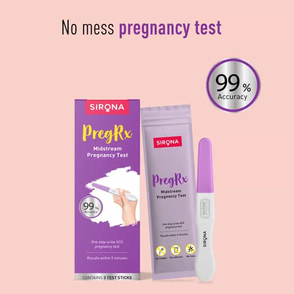 Sirona Home Pregnancy Test Kit | Easy To Use Midstream Urine Test Kit | Accurate Result In 3 Minutes