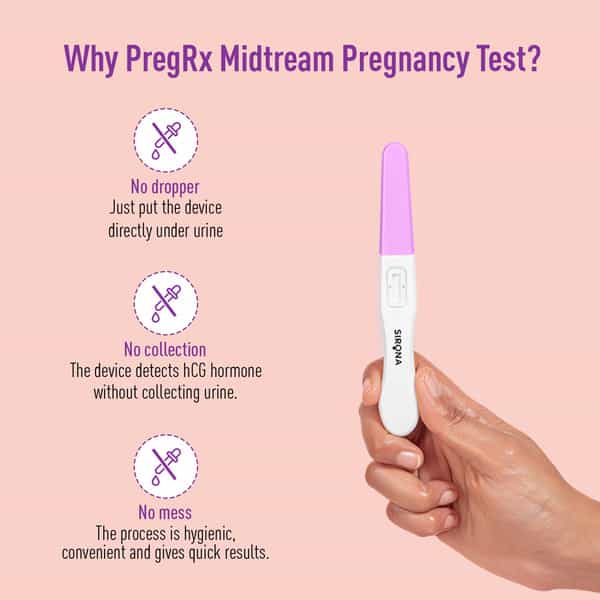 Sirona Home Pregnancy Test Kit | Easy To Use Midstream Urine Test Kit | Accurate Result In 3 Minutes