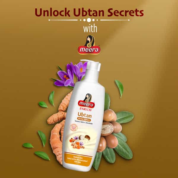 Meera Enrich Ubtan Body Lotion For Smooth,Soft & Radiant Skin,Turmeric,Saffron & Shea Butter,400Ml