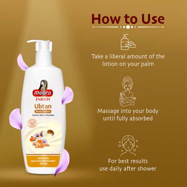 Meera Enrich Ubtan Body Lotion For Smooth,Soft & Radiant Skin,Turmeric,Saffron & Shea Butter,400Ml