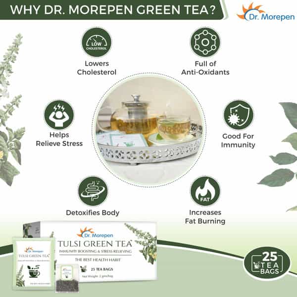 Dr. Morepen Natural & Pure Honey- 250G- Tulsi Drop For Immunity- 30Ml & Tulsi Green Tea - 25 Bags