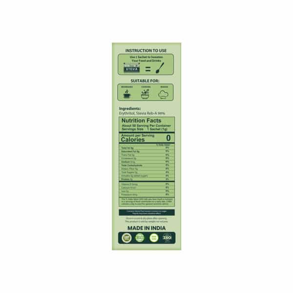 Zindagi Stevia Sachet |100% Natutal Stevia Powder |Zero Calorie Sugarfree|50 Sachets |Pack Of 10
