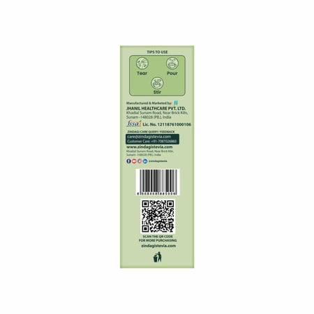 Zindagi Stevia Sachet |100% Natutal Stevia Powder |Zero Calorie Sugarfree|50 Sachets |Pack Of 10