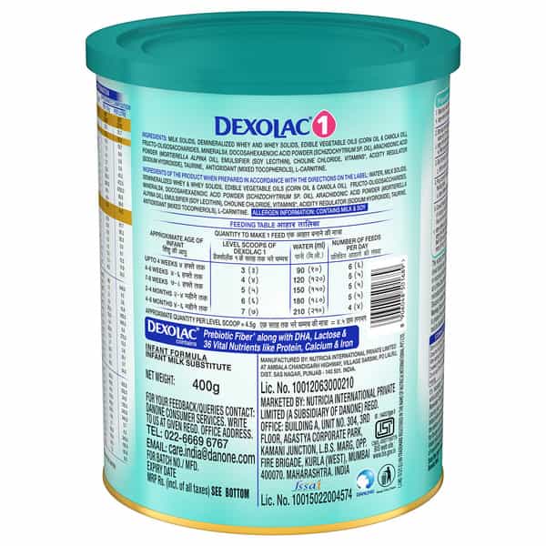 Dexolac 1 | Infant Formula | Upto 6 Months | Tin 400 Gm
