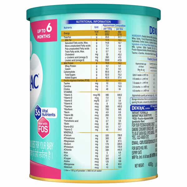 Dexolac Stage 1 Infant Formula (Upto 6 Months) Tin - 400Gm