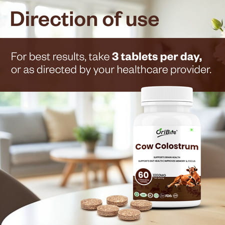 Oribite Cow Colostrum Chewable Tablets For Immunity & Strength 60 Tablets