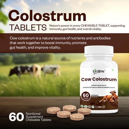 Oribite Cow Colostrum Chewable Tablets For Immunity & Strength 60 Tablets