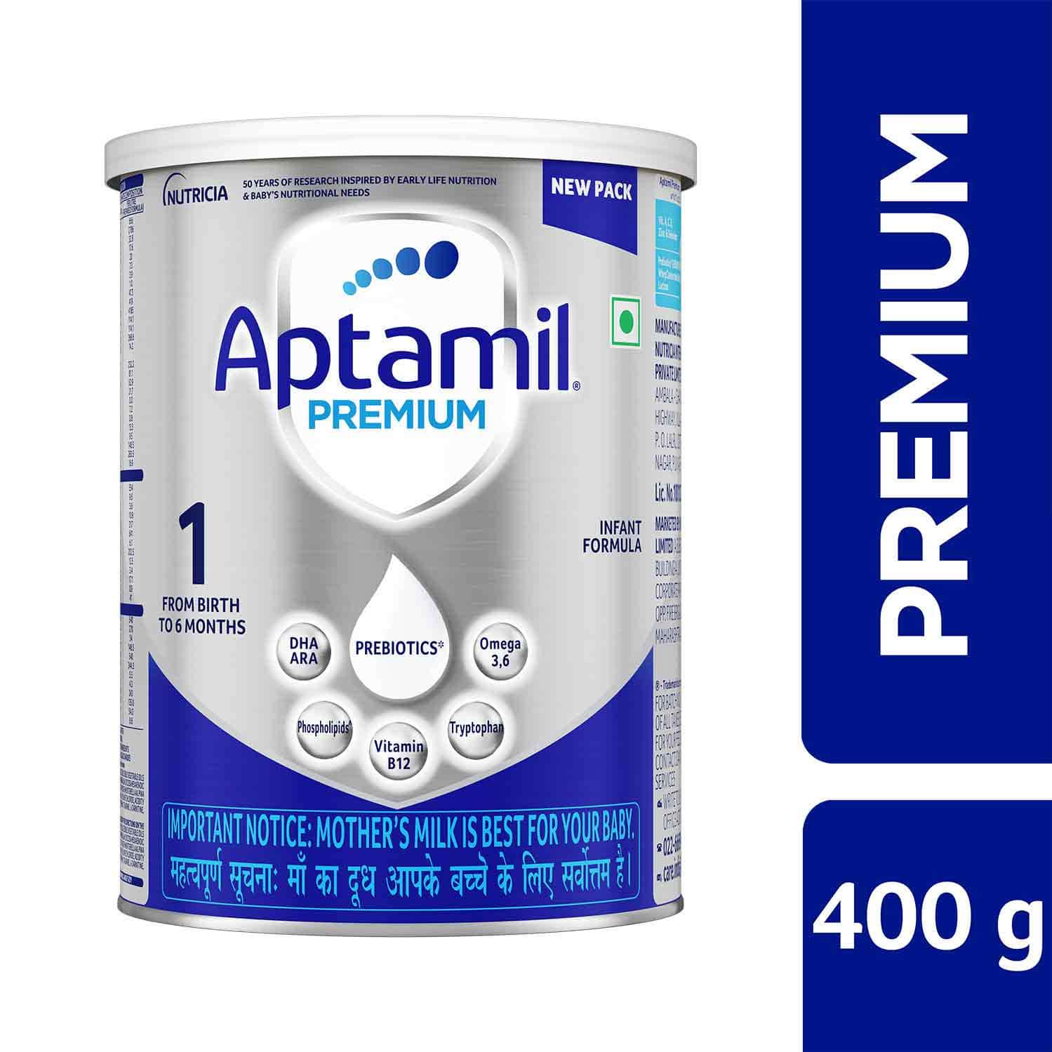 Aptamil Premium Infant Formula Stage 1 Birth To 6 Months Tin 400 Gm