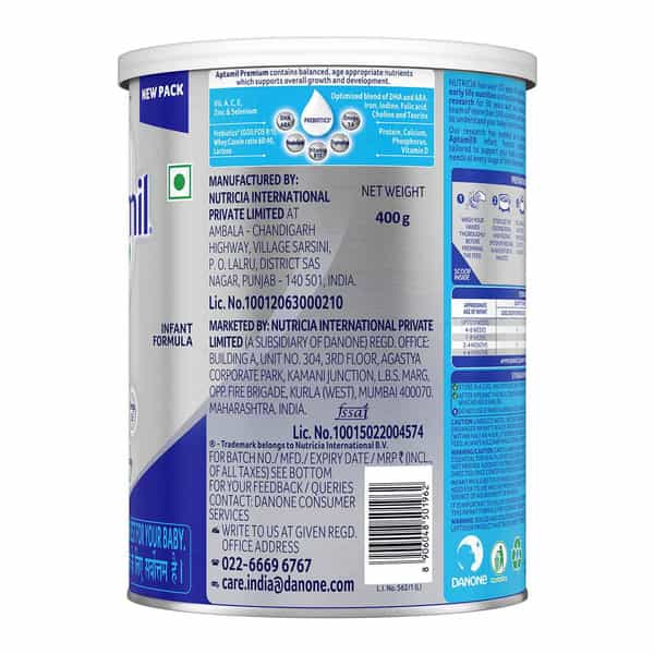 Aptamil Premium Infant Formula Stage 1 Birth To 6 Months Tin 400 Gm
