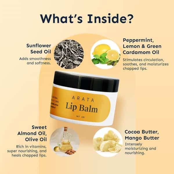 Arata Natural Lip Balm For Dry Chapped Lips With Intense Moisturizing (10Gm )