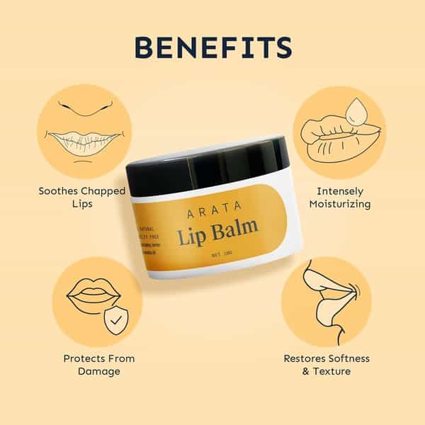 Arata Natural Lip Balm For Dry Chapped Lips With Intense Moisturizing (10Gm )