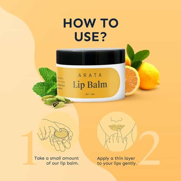 Arata Natural Lip Balm For Dry Chapped Lips With Intense Moisturizing (10Gm )