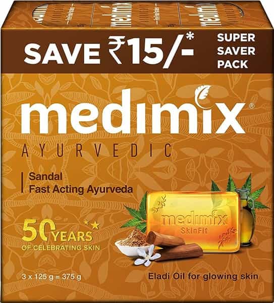 Medimix Ayurvedic Sandal And Eladi Oil Bathing Soap - 3X125g (Super Saver Pack)
