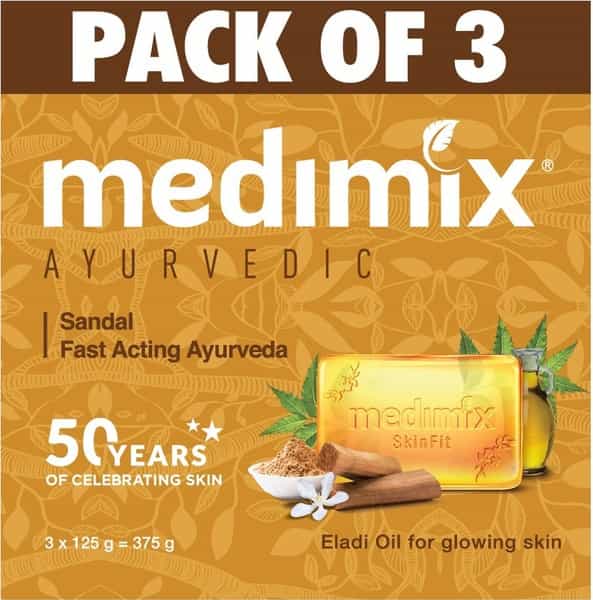Medimix Ayurvedic Sandal And Eladi Oil Bathing Soap - 3X125g (Super Saver Pack)