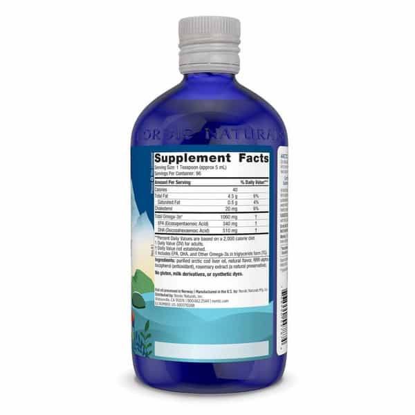 Nordic Naturals Arctic Cod Liver Oil 1060 Mg Omega 3 Fish Oil Epa & Dha Supplement 473Ml