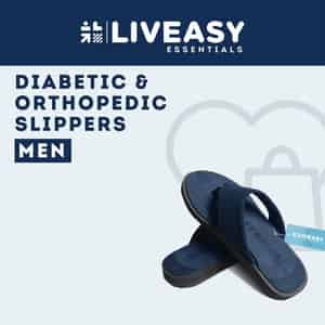 Liveasy Essentials Men'S Diabetic & Orthopedic Slippers - Blue - Size Uk 11 / Us 12