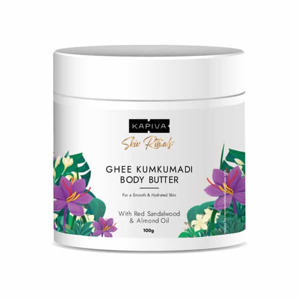 Kapiva Ghee Kumkumadi Body Butter (100 G) | 100 Times Washed Ghee For 24 Hours Moisturization