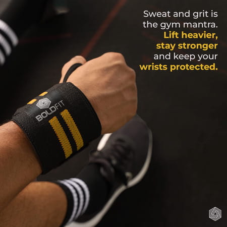 Boldfit Cotton Wrist Band For Men & Women | Wrist Supporter For Gym Wrist Wrap - Yellow