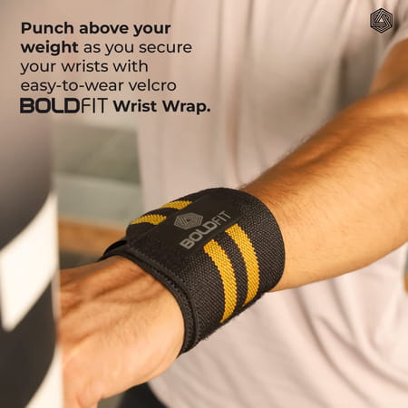 Boldfit Cotton Wrist Band For Men & Women | Wrist Supporter For Gym Wrist Wrap - Yellow