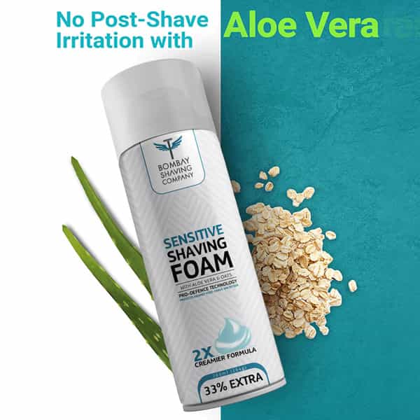 Bombay Shaving Company Sensitive Shaving Foam (33% Extra) With Aloe Vera & Oats - 266 Ml
