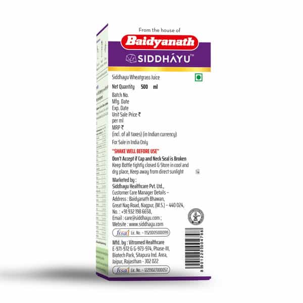 Baidyanath Asli Ayurved Wheatgrass Juice 500 Ml