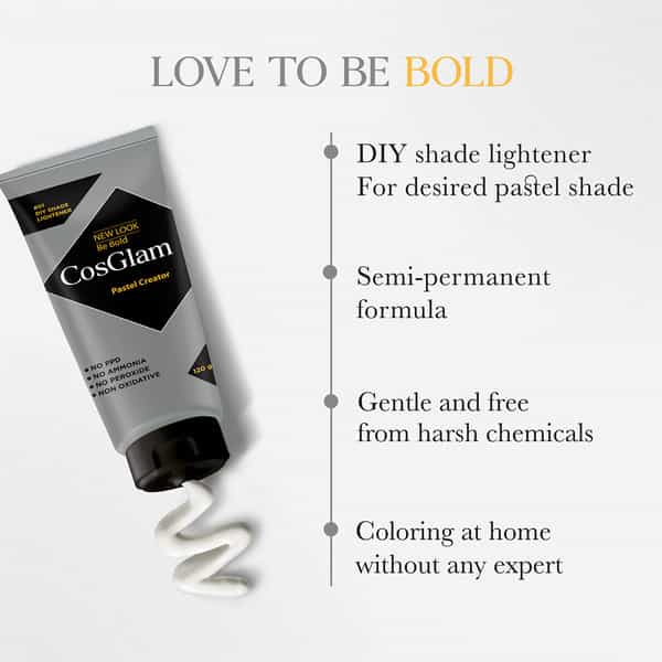 Cosglam Semi Permanent Hair Color | No Peroxide | Ammonia Free Hair Colour 01 Pastel Creator - 120Gm