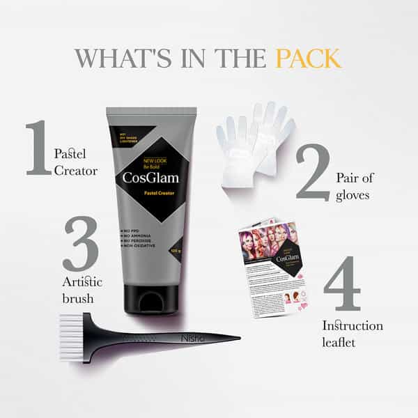 Cosglam Semi Permanent Hair Color | No Peroxide | Ammonia Free Hair Colour 01 Pastel Creator - 120Gm