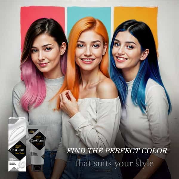 Cosglam Semi Permanent Hair Color | No Peroxide | Ammonia Free Hair Colour 01 Pastel Creator - 120Gm