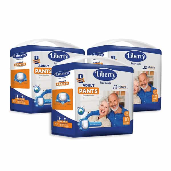 Liberty Premium Adult Diaper Extra Large (Xl) 30 Count Waist 38-65 Inch Pack Of 3 10 Count/Pack