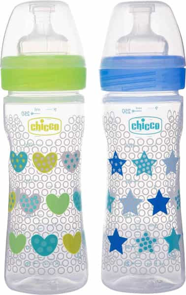 Chicco Bipack Well Being Feeding Bottle 250Ml Blue Green