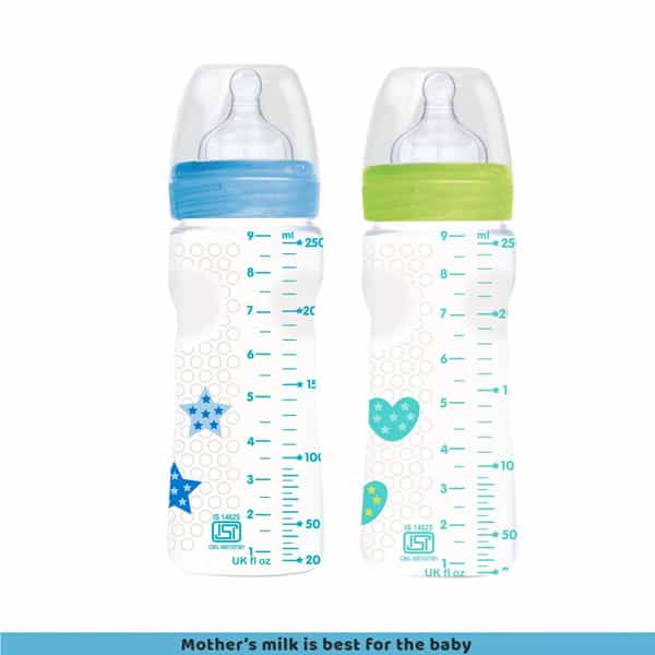 Chicco Bipack Well Being Feeding Bottle 250Ml Blue Green