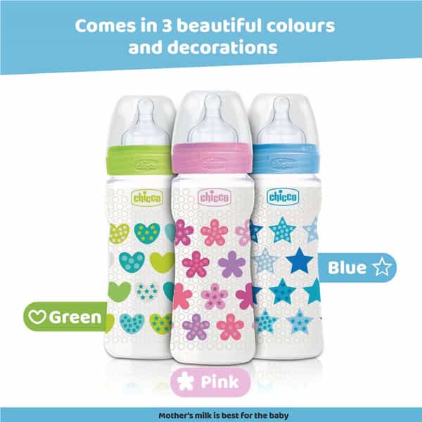 Chicco Bipack Well Being Feeding Bottle 250Ml Blue Green