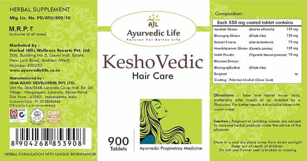 Al-Ayurvedic Life Keshovedic - 900 Tablets Pack Of 5