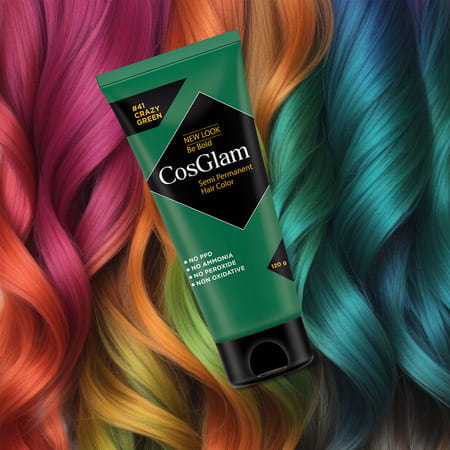 Cosglam Semi Permanent Hair Color | No Peroxide | Ammonia Free Hair Colour 41 Crazy Green - 120gm