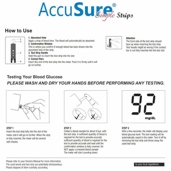 Accusure Simple Blood Glucose | 2 X 50 Test Strips