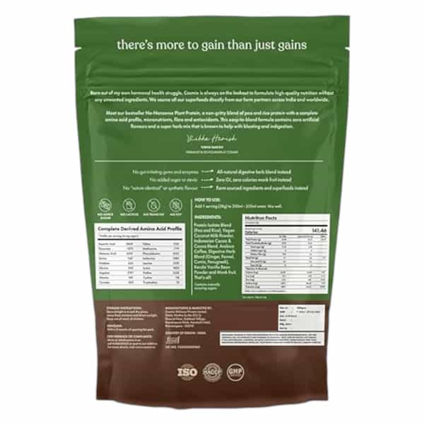 Cosmix Shroomcoffee Booster-Indonesian Cacao-60G And Plant Protein-Chikmagalur Mocha 500G(Pack Of 2)