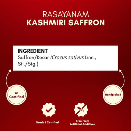Rasayanam Kashmiri Kesar|Grade - A|Perfect For Pregnancy | Pooja & Cooking|1g | Pack Of 1