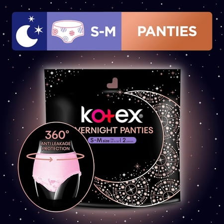 Kotex Overnight Panties -Periodwear For Sanitary Protection - S/M (4 Count)