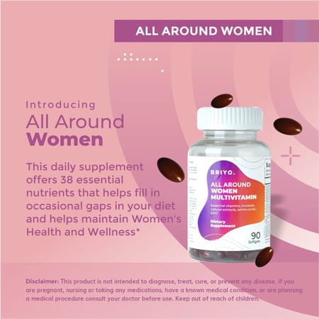 Briyo All Around Women Daily Multivitamin For Women - 37 Plus Nutrients In One Capsule - 90 Capsules