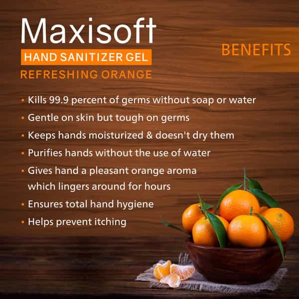 Maxisoft Hand Sanitizer Gel | Orange | 60 Ml | Pack Of 12