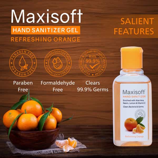 Maxisoft Hand Sanitizer Gel | Orange | 60 Ml | Pack Of 12