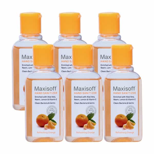 Maxisoft Hand Sanitizer Gel | Orange | 60 Ml | Pack Of 12