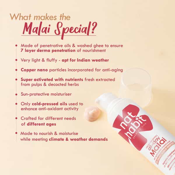 Nat Habit Tomato Patchouli Malai Face Moisturizer For Glowing Skin | Cold Cream For Winter - 30G
