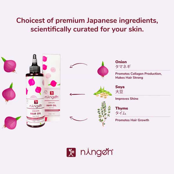 Ningen Onion Hair Oil Soya And Thyme Helps Reduce Hair Fall Promotes Hair Growth - 200G