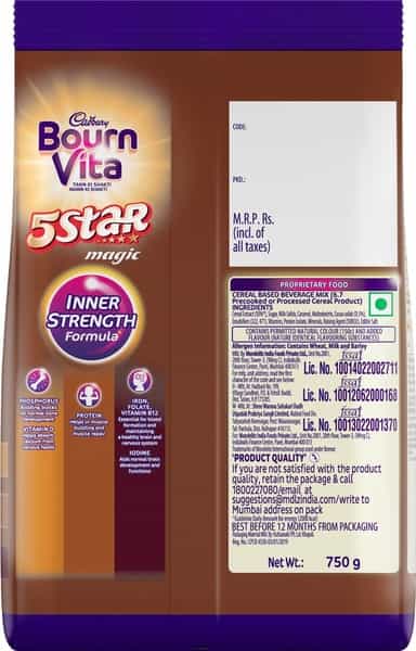 Cadbury Bournvita Five Star Magic Nutrition Drink Refill Of 750 G