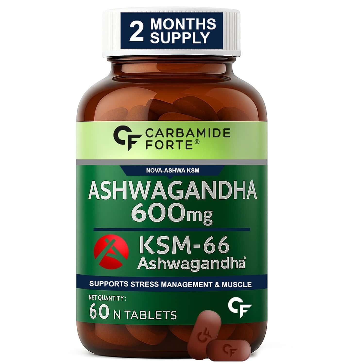 Carbamide Forte Ashwagandha Ksm66 I Support Stress & Muscle Recovery I For Men & Women - 60 Tablet